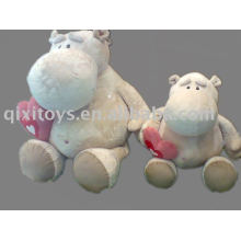 hipopótamo de peluche relleno con corazón, juguete de animales de San Valentín suave, caballo de río